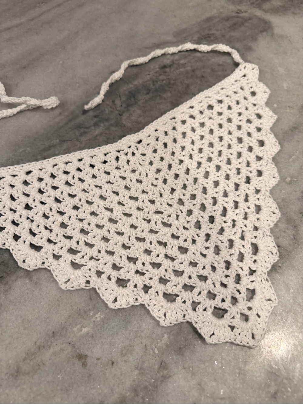 Handmade Crochet Bandana Head Scarf Cotton Boho Triangle Wrap Fest Cottagecore
